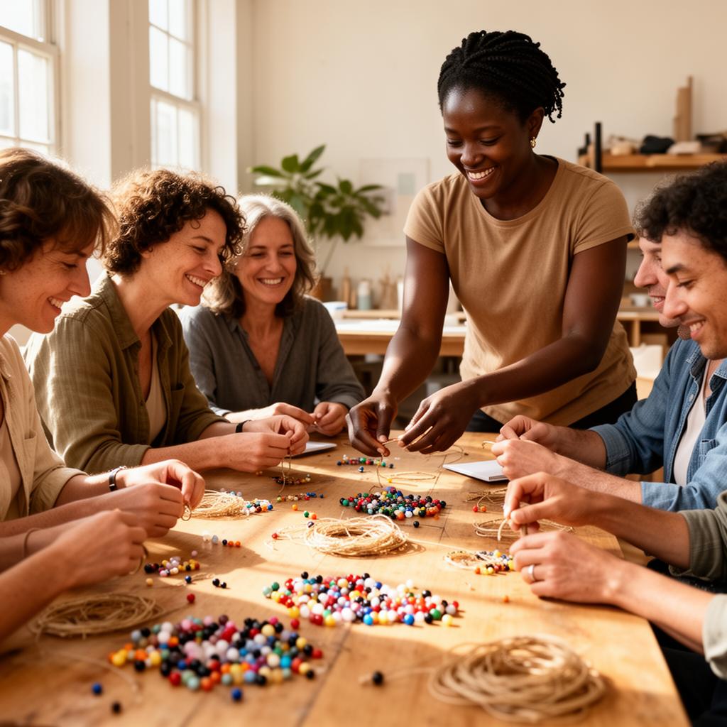 A bead-making workshop in progress